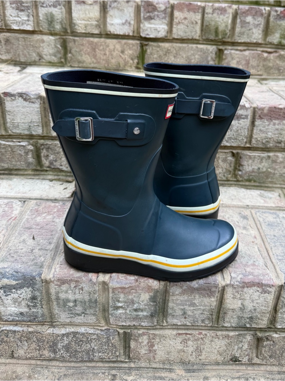 Hunter Original Garden Stripe Short Rain Boots Navy Size 7 - Picture 5 of 7